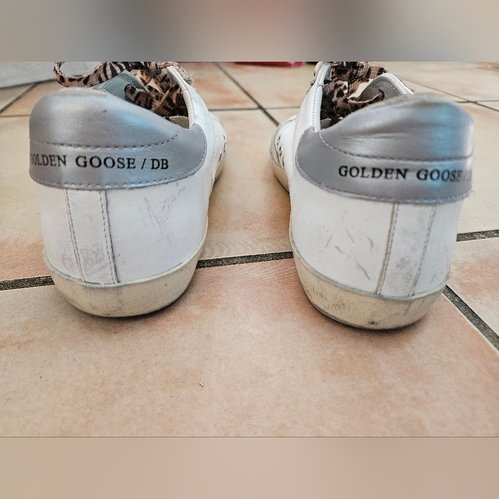 Golden Goose GGDB Superstar 37 7 white neon yellow star silver back sneakers - Picture 5 of 10